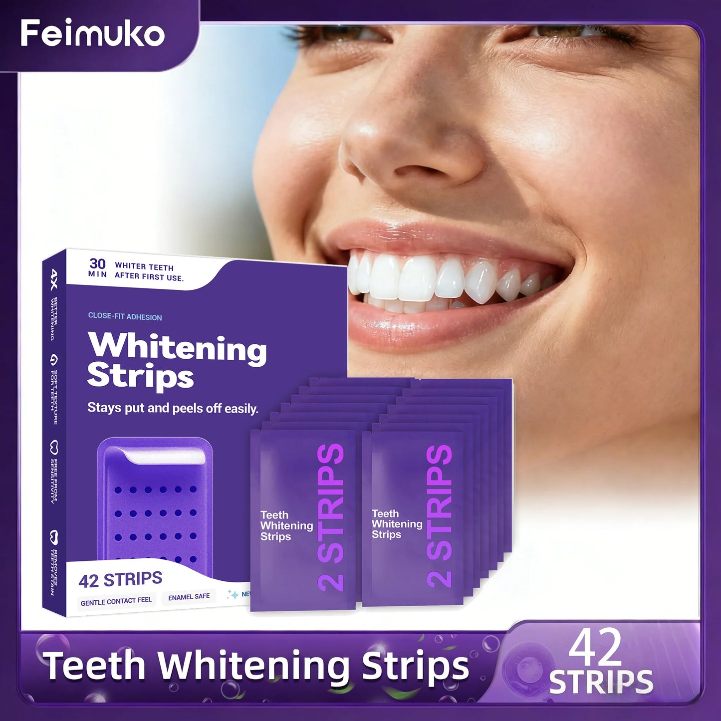 Velvet Bright Purple Teeth Whitening Strips – 42 PCS